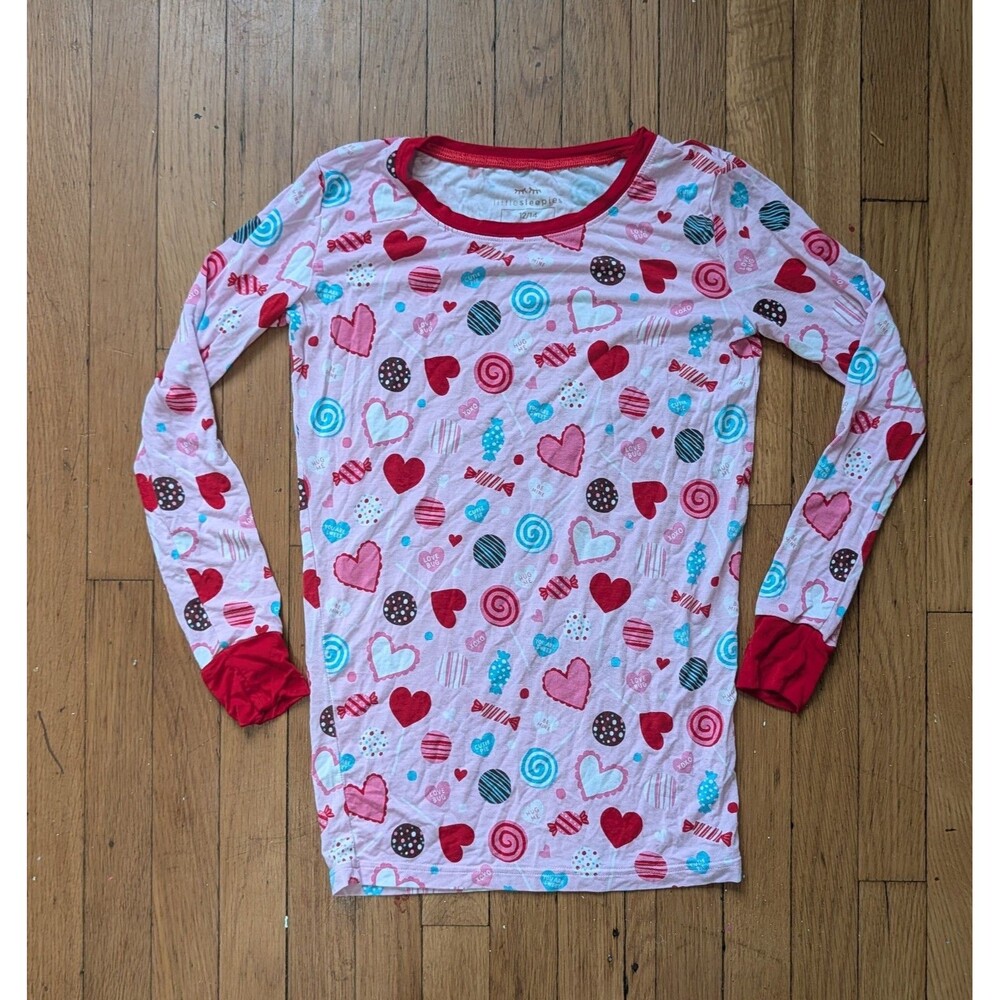 Little Sleepies Top Size Large 12-14 Girls Valentines Hearts